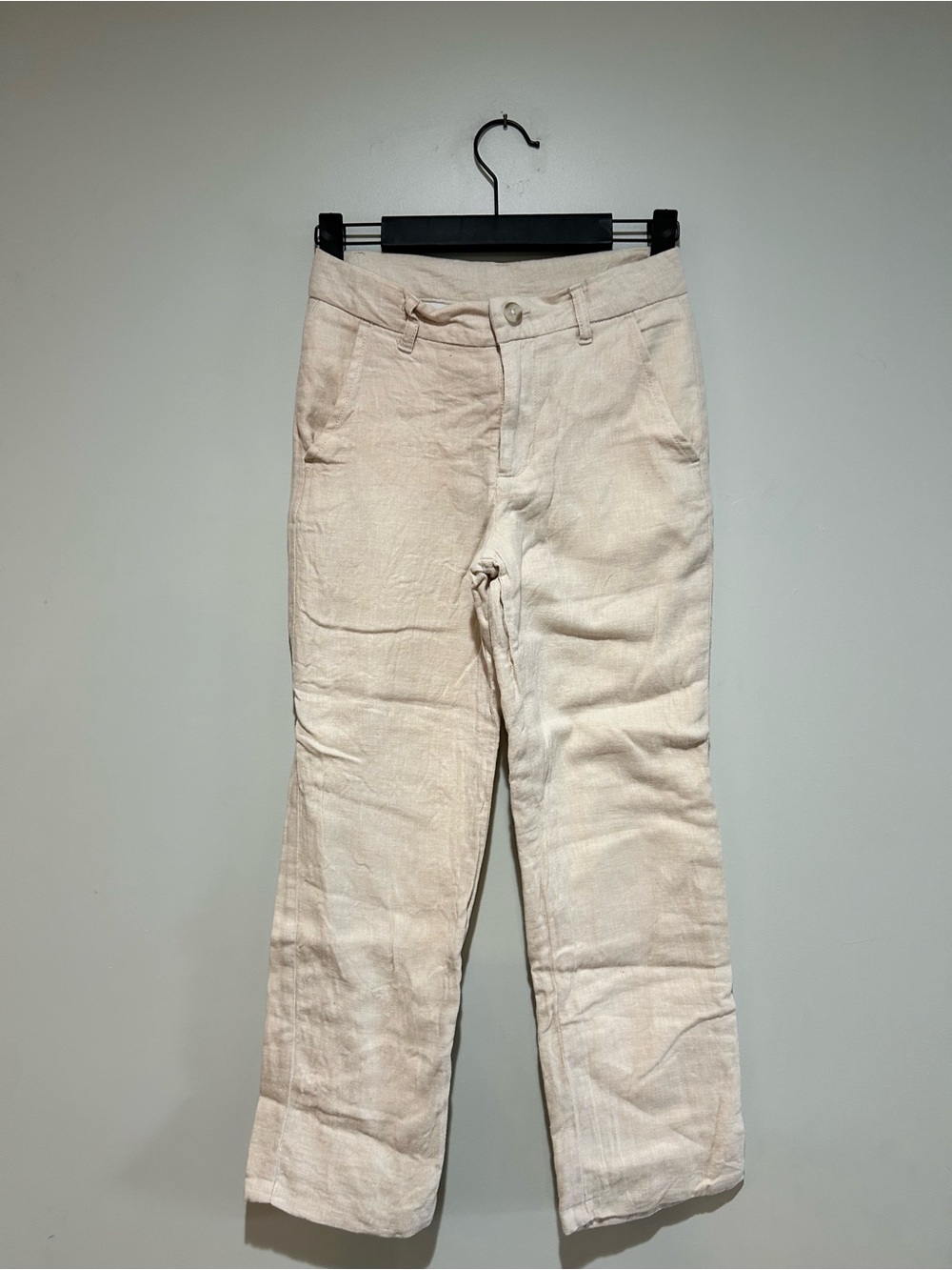 Children's Tan Formal Linen-Blend Trousers